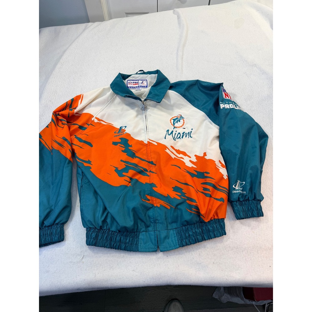 Vintage Miami Dolphins Logo Athletic NFL Pro Line Splash Windbreaker Jacket L